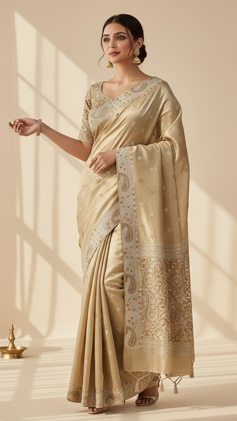 ADVITA Shankani  semi tussar silk floral embroidered