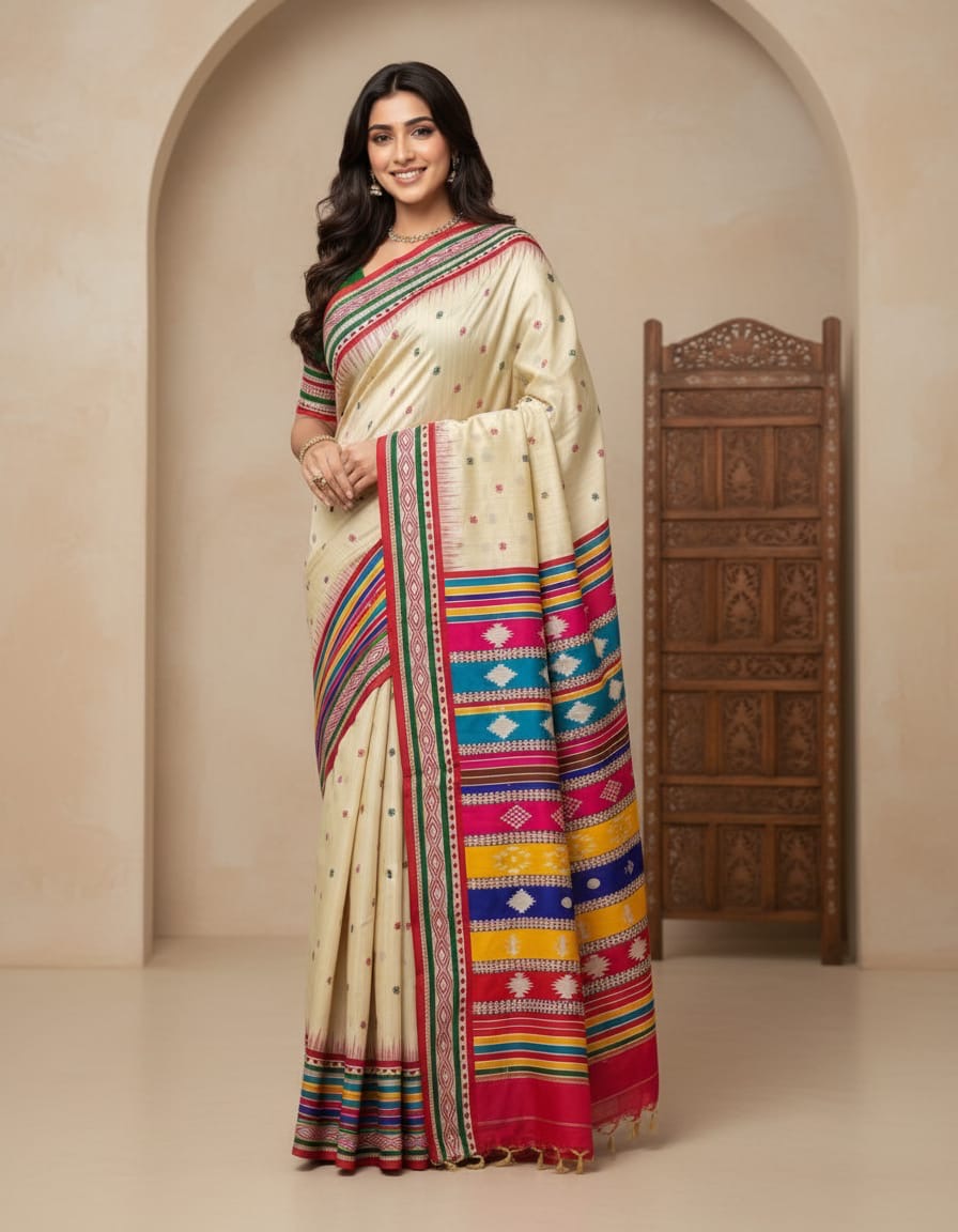 ASSAM SILK GANGA JAMUNA SAREE