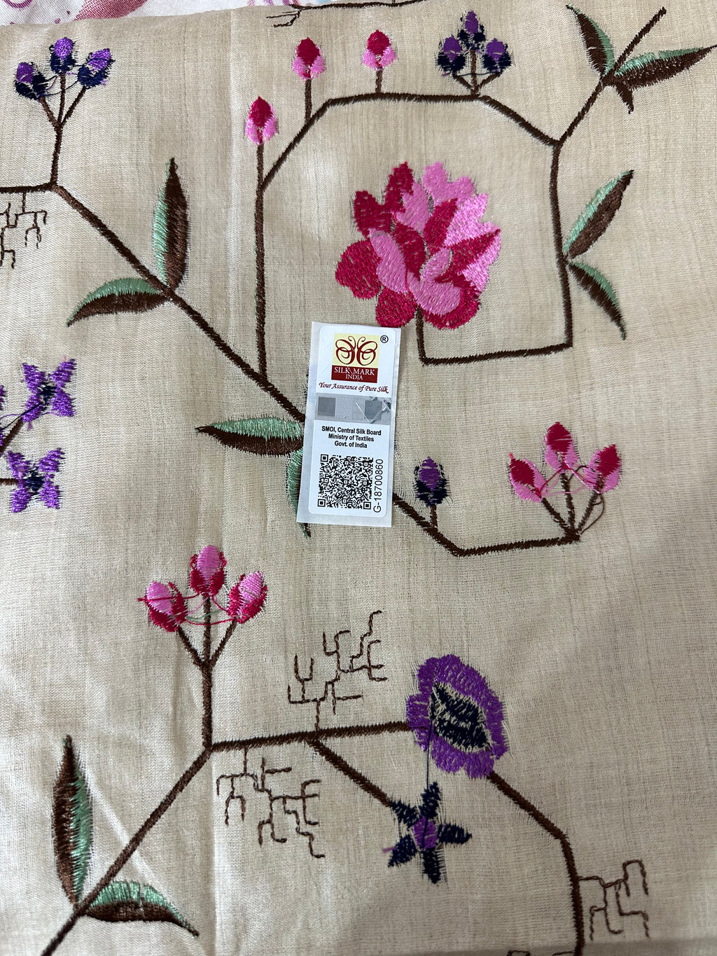 ADVITA Hemlata : Pure Kosa Silk Saree – Premium Parsi embroidered